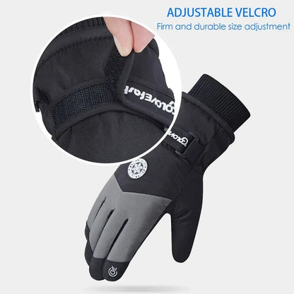 Winter Snowboard Ski Gloves PU Leather Non-slip Touch Screen Waterproof Motorcycle Cycling Fleece Warm Riding Gloves Beauty World Shop