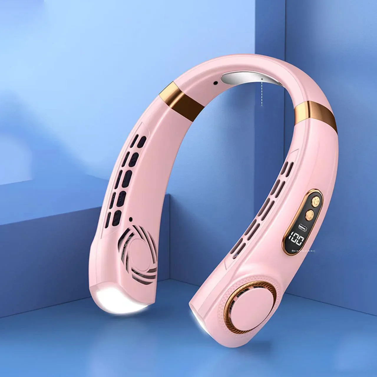 JKUOO Portable Neck Fan,Hands Free Bladeless Fan with LED 4 Cooling Plate,Personal Fan 4000mAh Battery USB Rechargeable Beauty World Shop