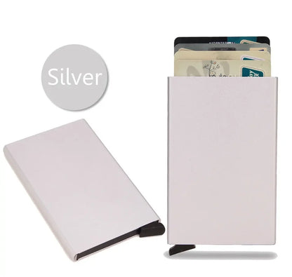 Rfid Credit Card Holder Metal Thin Slim Smart Wallet Men Women Wallets Pop Up Minimalist Small Black Purse Mini Walets for Men Beauty World Shop