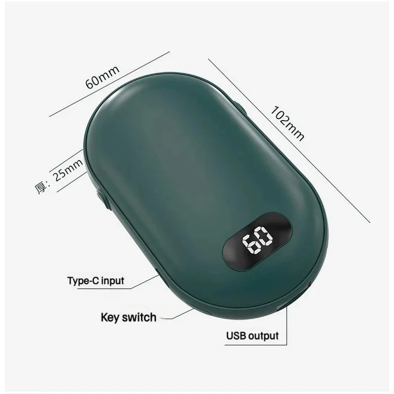 USB Rechargeable Hand Warmer Power Bank 2-In-1 Mini Electric Heater High-Capacity Pocket Warmer For Cold Weather Winter Gift Beauty World Shop