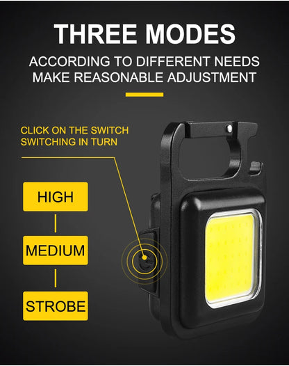 COB LED Mini Flashlight Super Bright EDC Keychain Light Outdoor Emergency Camping Pocket Lamp With Tail Magnet Corkscrew Beauty World Shop
