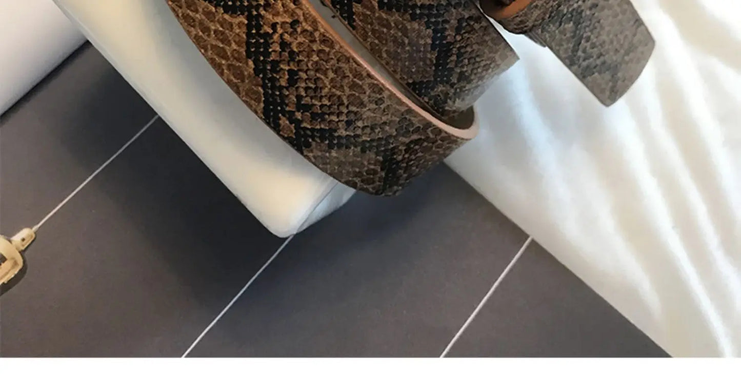 Hot Sale New Fashion Customized PU Leather Leopard Snake Print Slim Belt For Women Beauty World Shop