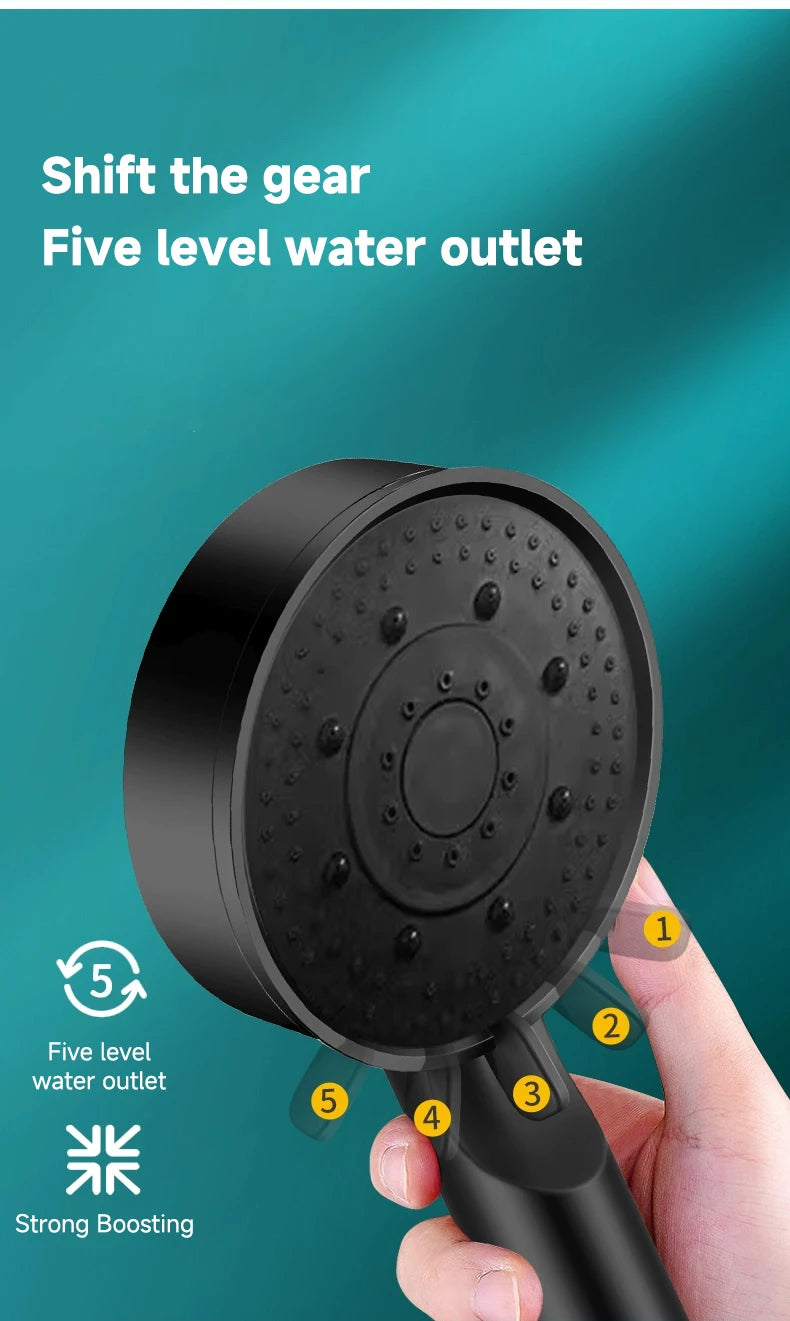 5 Modes Pressure Boost Shower Head Multifunction Adjustable Large Water Shower Nozzle Massage Bathroom Accessory Beauty World Shop