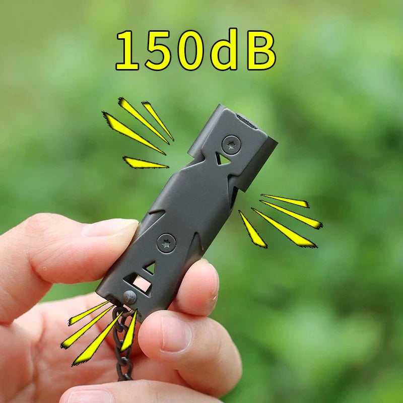 150DB Double Tube High-frequency High Decibel Survival Whistle Outdoor Rescue Steel Metal Survie Accessories Hiking Tool Travel Beauty World Shop