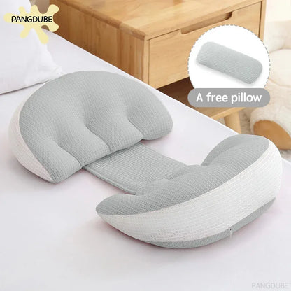 PANGDUBE Pregnancy Pillow with 1pc Free An Auxiliary Pillow Cotton Waist Support Pillow for Pregnant Women Sleeping Body Pillow Beauty World Shop