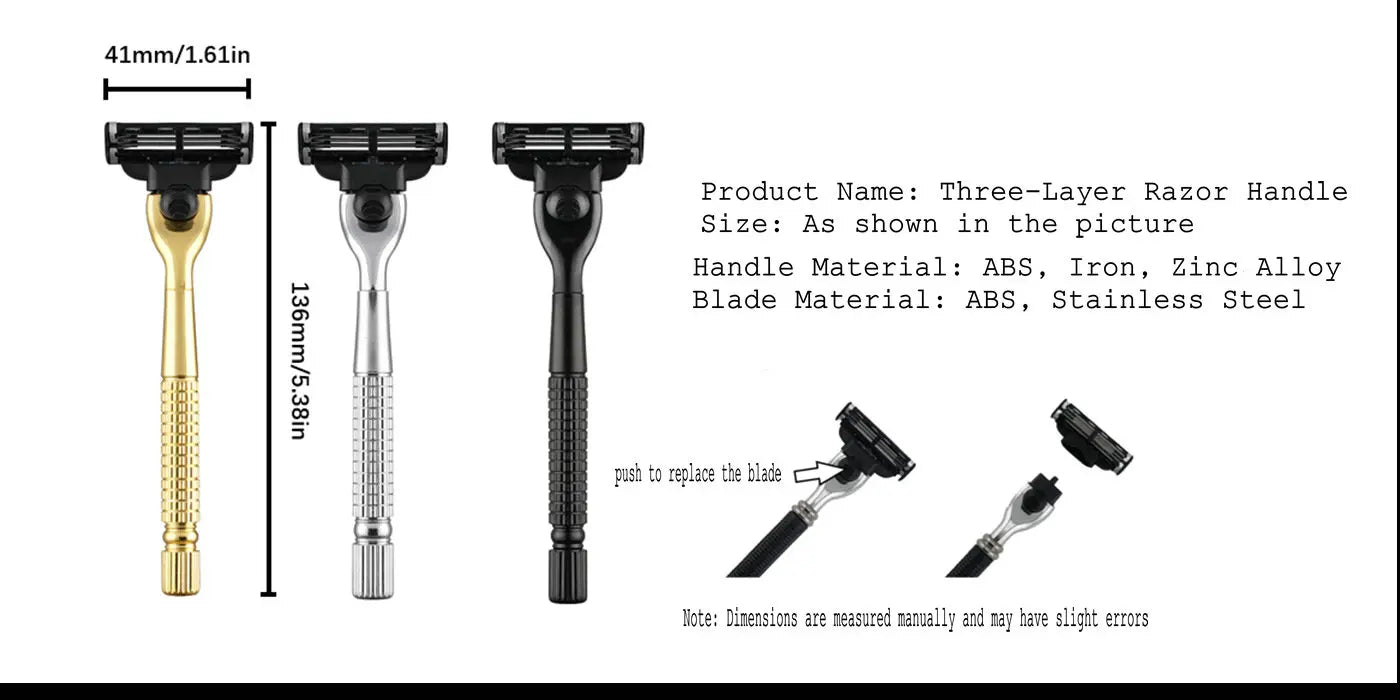 Men 's Manual Razor Handles for Mach 3 Razor Blades ，Replaceable Razor Blade Holder Beauty World Shop