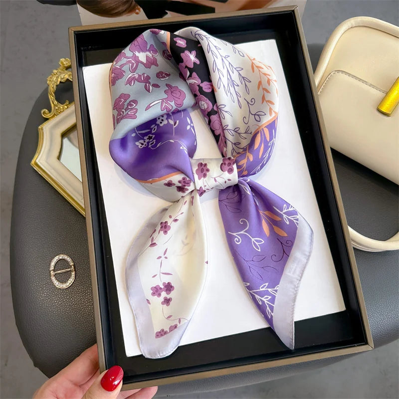 2025 New Fashion Luxury Printed Square Shawl Women 70x70cm Pashmina Silk Scarf Neck Headband Bandana Beauty World Shop
