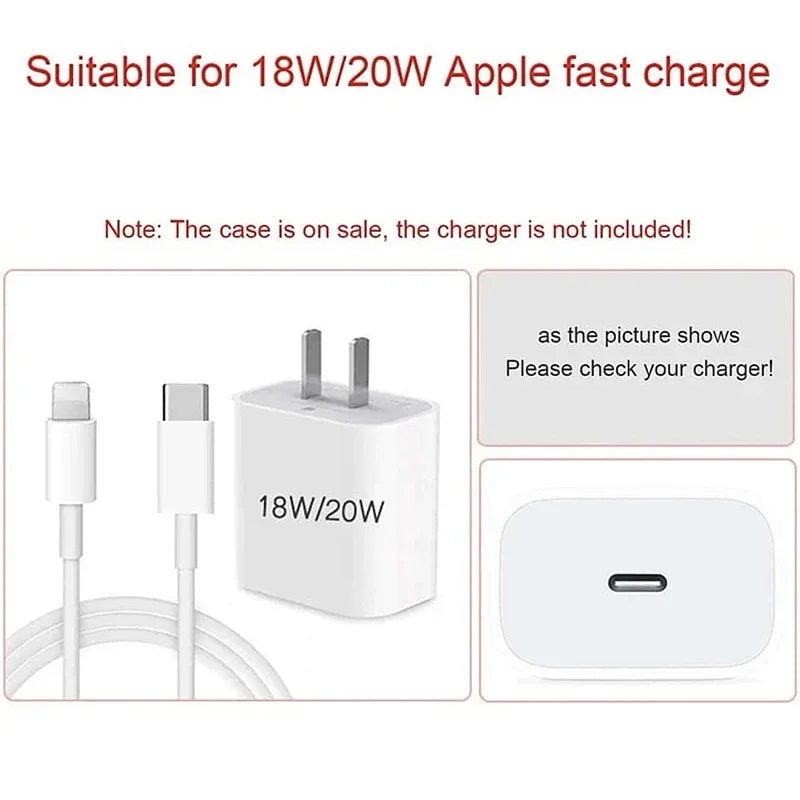 Clear Charger Case Cable Winder Clip Kit for iPhone 18/20W Chargers Cover Data Wire Organizer Charger Protector for iPhone 16 15
