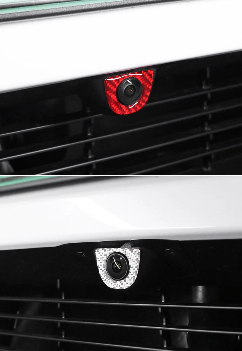 For Tesla Model Y Juniper 2025- Carbon Fiber Car Styling Head Front Camera Protector Stickers Trim Auto Decoration Accessories Beauty World Shop