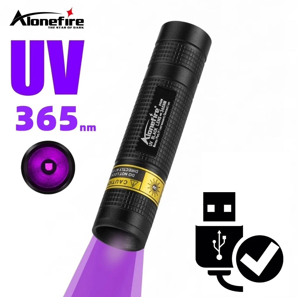 365nm Mini UV Led Blacklight Flashlight Usb Rechargeable Nail lamp Pet Stain Leakage Marker Ore Money Scorpion Detection lights Beauty World Shop