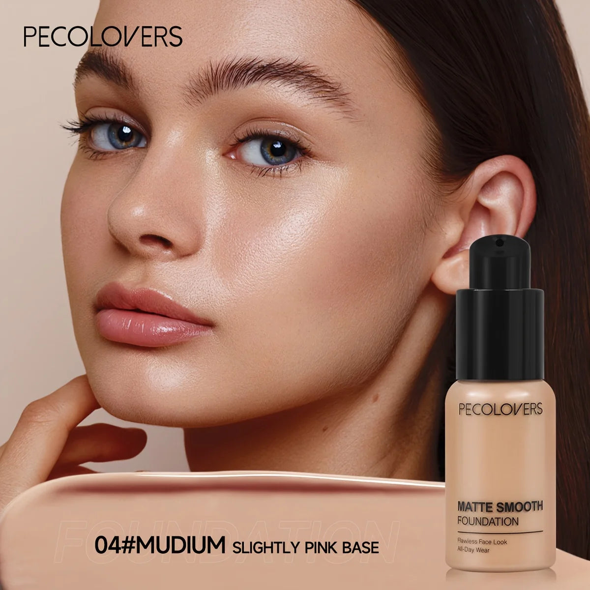 PECOLOVERS Matte Finish Liquid Foundation - Oil-Control, Waterproof, Full Coverage Concealer for All Skin Tones Beauty World Shop