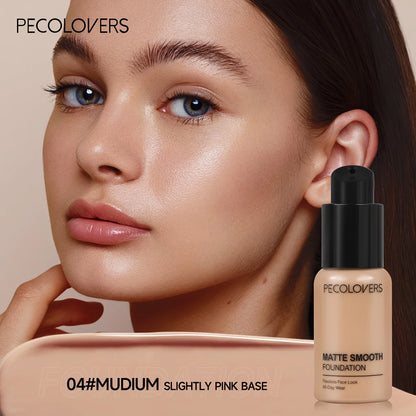 PECOLOVERS Matte Finish Liquid Foundation - Oil-Control, Waterproof, Full Coverage Concealer for All Skin Tones Beauty World Shop