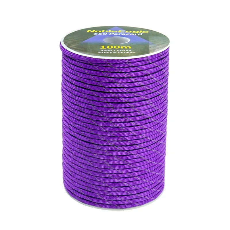 Reflective Paracord Military 7 Strand 4mm 550 Tactical Parachute Cord Camping Tent Lanyard DIY Bracelet Weaving Rope Beauty World Shop