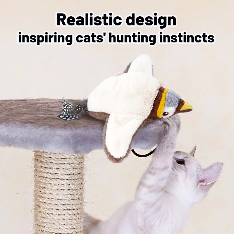 1PC Interactive Cat Toys Rechargeable Chirping Flapping Bird(no Flying) with Catnip for Indoor Cats Touch Activated Plush Toys Beauty World Shop