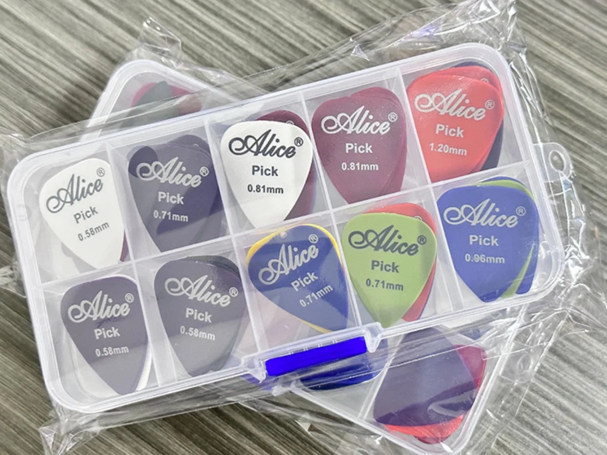 Alice Guitar Pick Mixed ABS Premium Matte Anti-Skid Guitar Pick 24/50/100 Pieces w/ Pick Box /for Acoustic Electric/Ukulele Beauty World Shop