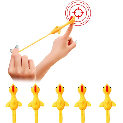 6-12pcs Novelty Catapulted Ejection Chicken Toy Light Rubber Finger Prank Flying Toy Slingshot Chicken Finger Toys Turkey Sticky Beauty World Shop