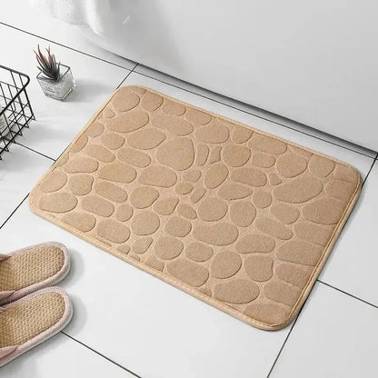 1pc embossed fiber carpet, bathroom living room anti slip mat, pebble floor mat, household items Beauty World Shop