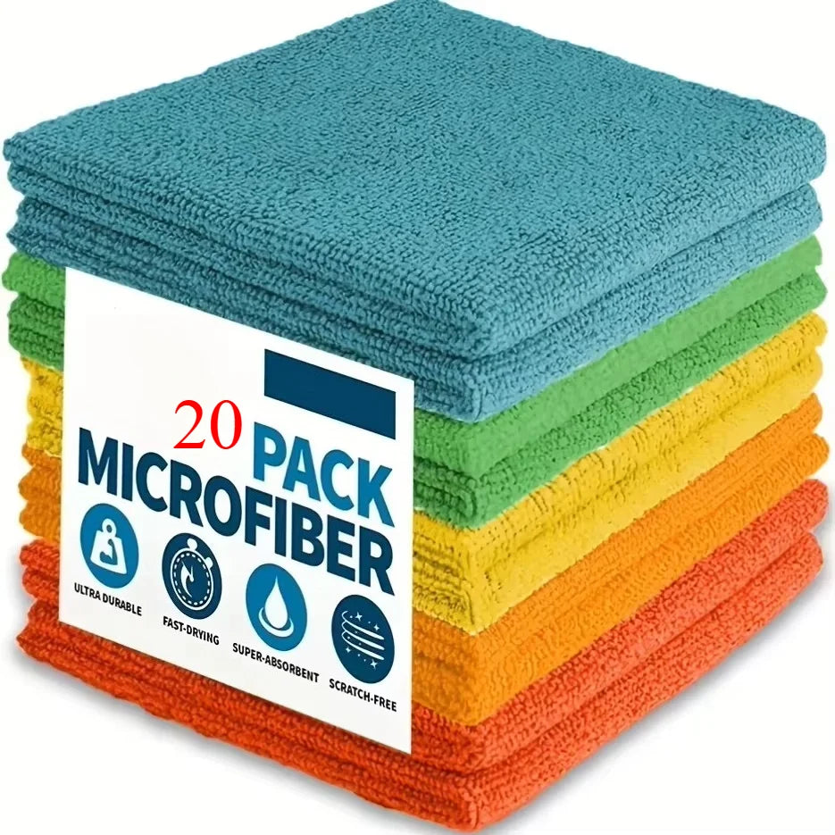 5/10/20pcs Kitchen Towel, Ultra-fine Fiber Light Gray Cleaning Cloth Set, Absorbent, Soft And Stain-removing Cloth Beauty World Shop