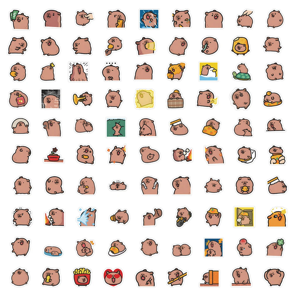 10/50/100pcs Capybaras Stickers Cartoon Cute Decals Toy Stationery Guitar Phone Bicycle Laptop Luggage Car Graffiti Kids Sticker Beauty World Shop