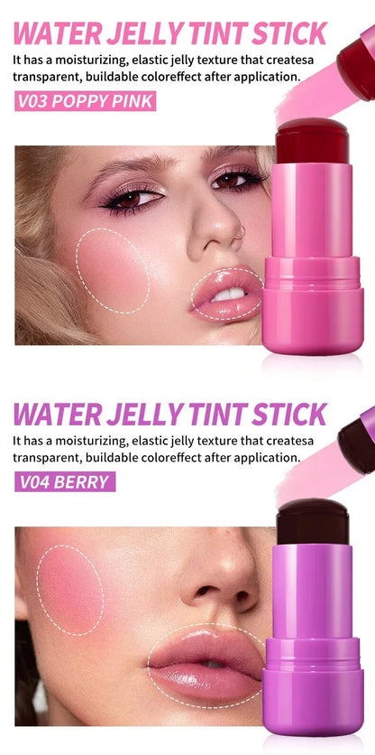 4 Colors Jelly Blush Stick Lip Balm Eyeshadow 3-in-1 Multi-Use Matte Blush Moisturize Brighten Lip Gloss Beauty Trend Shop