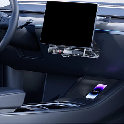 YZ For New Tesla Highland Model 3 Y Juniper Tray Magnetic Under Screen Fold Storage Box ETC Screen Storage Box Accessories Beauty World Shop