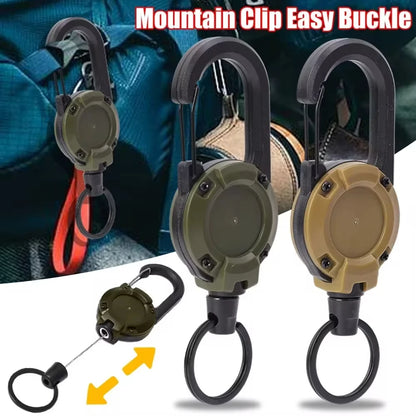 Retractable Heavy Duty Pull Reel Carabiner Strong Steel Wire Rope Buckle Spring Key Ring Outdoor Sporty attachment Keychain Tool Beauty World Shop