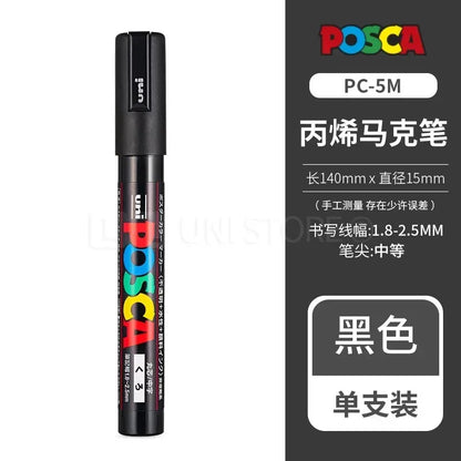 Uni Posca Full Marker PC-1M 3M 5M Multi-Colours Acrylic Permanente Rotulador Poster Graffiti Painting Pen For Fabric Rock Metal Beauty World Shop