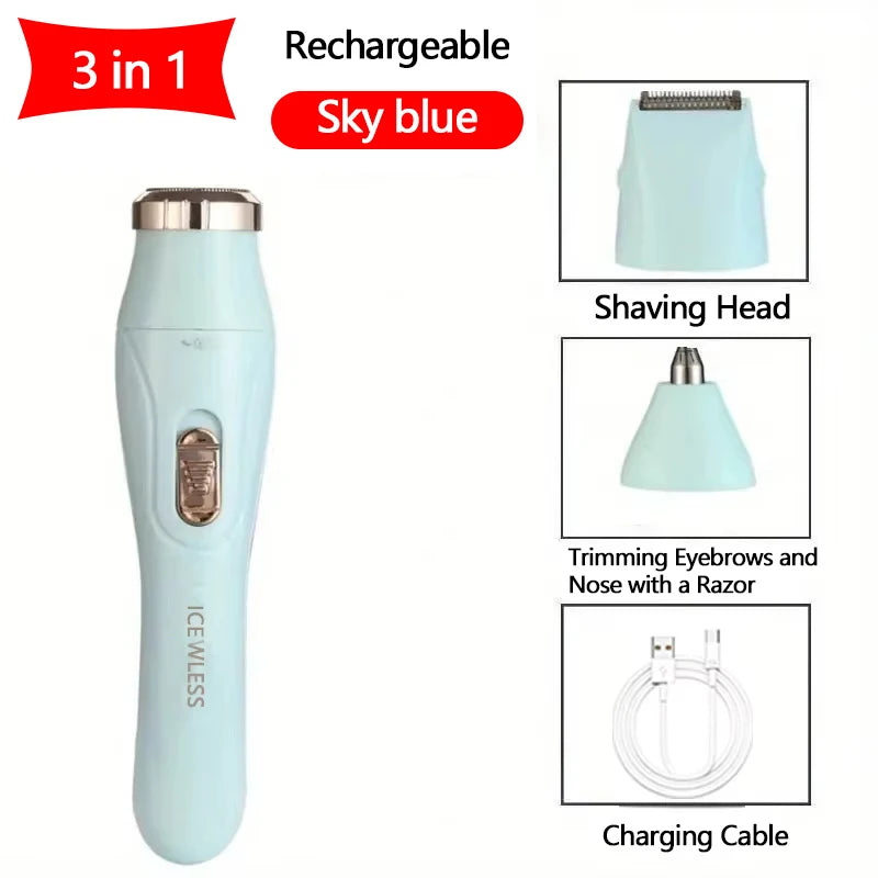 Women Electric Shaver Waterproof Painless Hair Trimmer for Bikini Body Legs Face Underarms Hair Removal Cordless Beauty World Shop