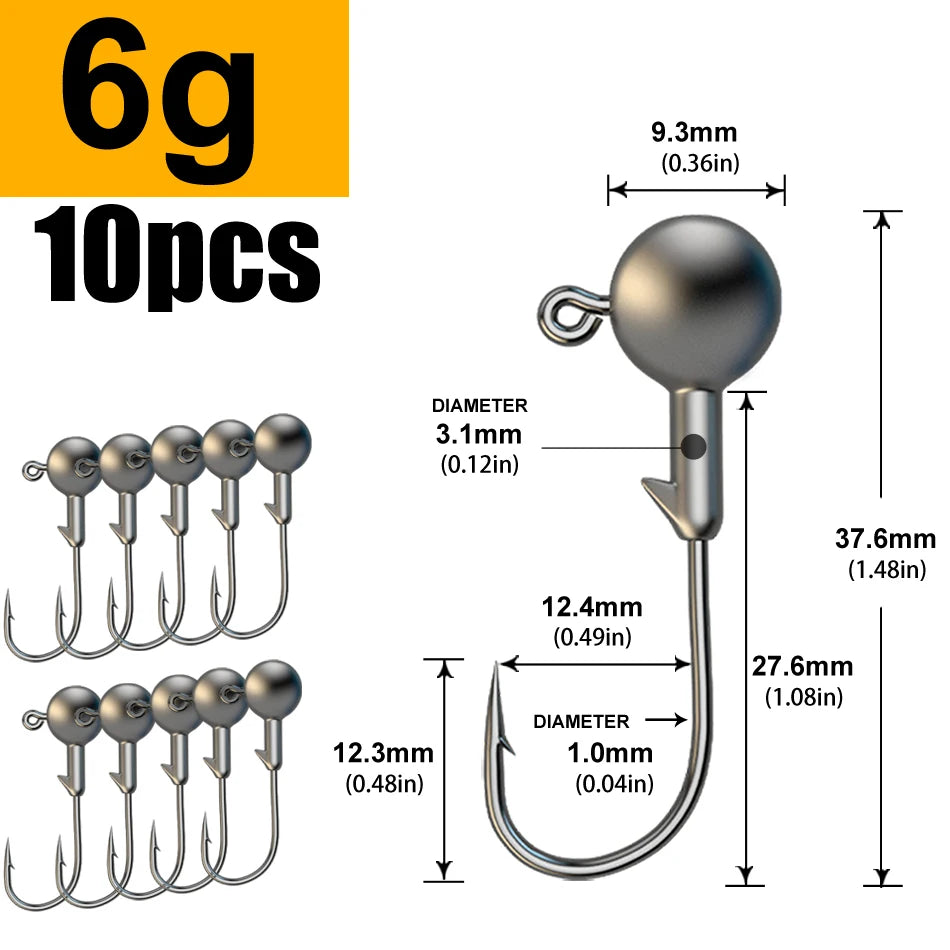 JYJ 1g 2g 3g 4g 5g 10g 20g 22g 25g 28g crank Jig head hook fishing hook head Jig lure hard bait soft worm jig hook for fishing Beauty World Shop