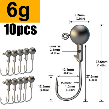 JYJ 1g 2g 3g 4g 5g 10g 20g 22g 25g 28g crank Jig head hook fishing hook head Jig lure hard bait soft worm jig hook for fishing Beauty World Shop