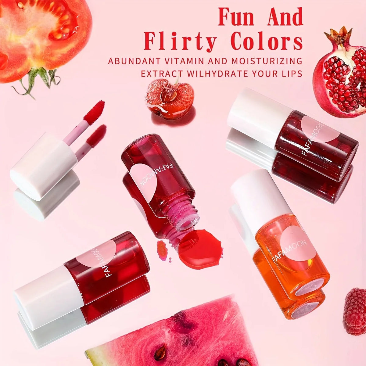 4 Color Fruity Lip Tint Water Gloss Tint, Moisturizing Waterproof Liquid Lipstick, Non-Stick, High Pigment, Long-Lasting Colors Beauty World Shop