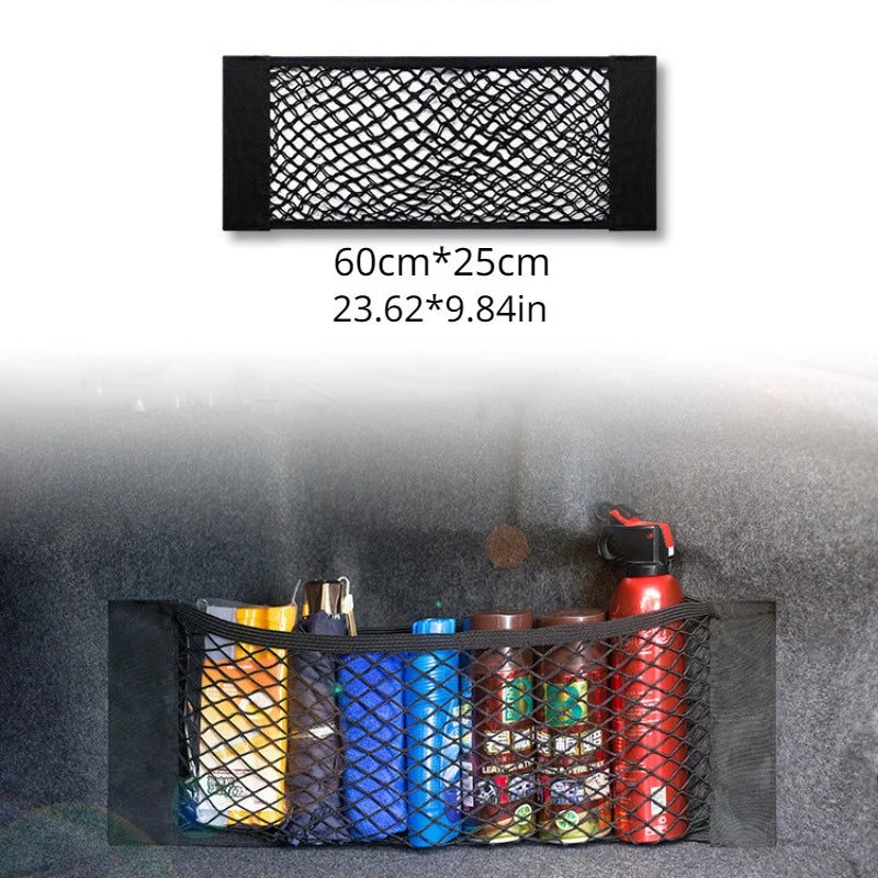 Universal Car Storage Bag Double Mesh Trunk Storage Net Car Built-in Storage Bag Car Fire Extinguisher Fixed Net Anti-Slip Beauty World Shop