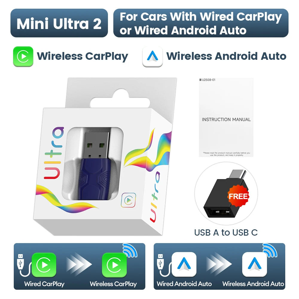 CarlinKit 5.0 Mini Ultra Wireless Adapter Wireless CarPlay Android Auto For OEM Car Plug and Play WiFi Bluetooth Auto Connection Beauty World Shop