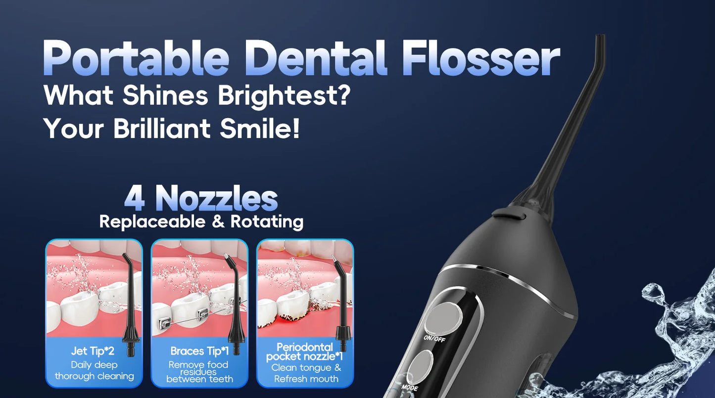 Water Floss Portable Cordless F18 Water Flosser 3 Cleaning Modes Waterproof Rechargeable Water Cleaner 4 Nozzles Clean Gums Beauty World Shop