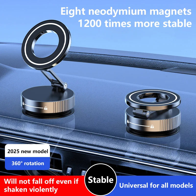 Super Strong Magnetic Phone Holder Foldable Design 360° Adjustable Vacuum Car Mount For Car Desk Bathroom Phone Holder Beauty World Shop