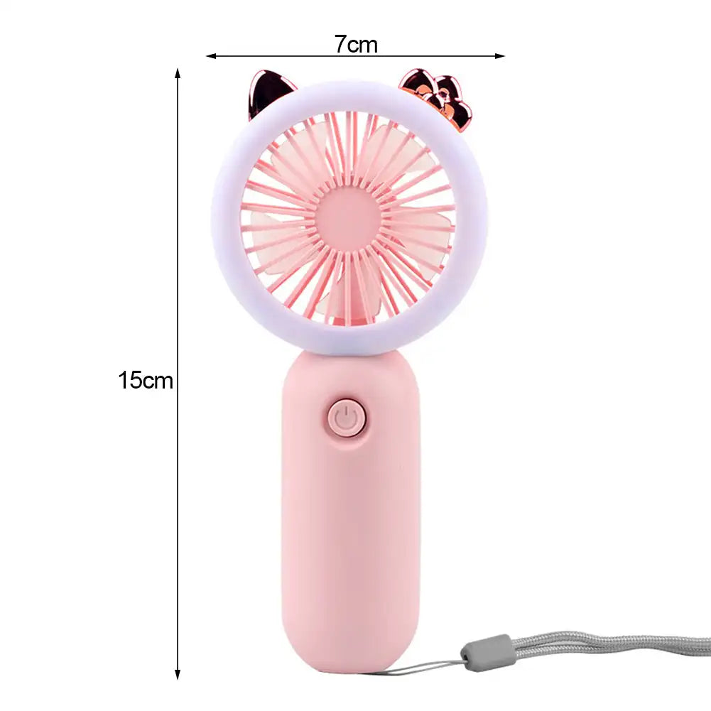 USB Handheld Mini Fan Foldable Portable Neck Hanging Fans 3 Speed USB Rechargeable Fan With LED Small Night Light Summer Gifts