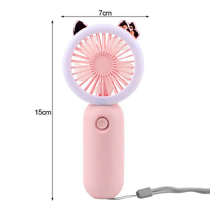 USB Handheld Mini Fan Foldable Portable Neck Hanging Fans 3 Speed USB Rechargeable Fan With LED Small Night Light Summer Gifts