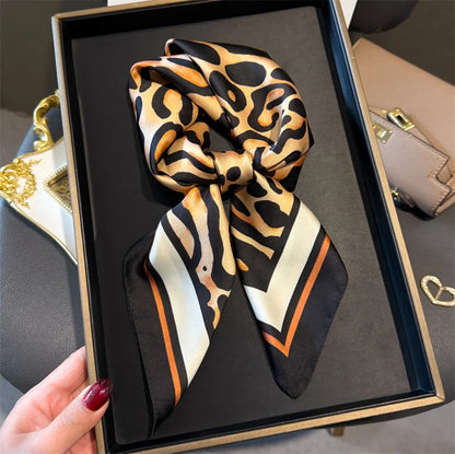 Luxury 2024 Silk Print Hair Scarf Women Floral Kerchief Neck Tie Hand Wrist Foulard Shawl Wraps Head Hijab Bandana Echarpe Beauty World Shop
