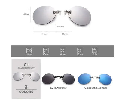  VIEWRING1-2PCS Clip On Nose Glasses Round Rimless Matrix Morpheus Sunglasses Mini Frameless Vintage Men Eyeglasses Beauty World Shop