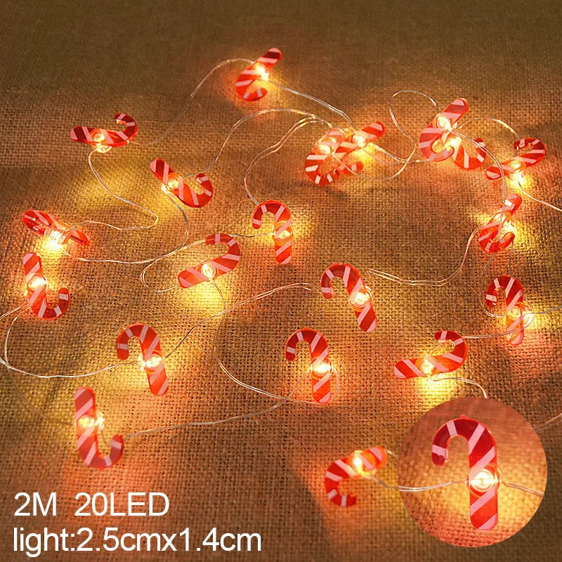 2M 20LED Santa Claus Snowflake LED Light String Christmas Decoration For Home Xmas Tree Ornament 2025 Navidad Kids Gift New Year Beauty World Shop
