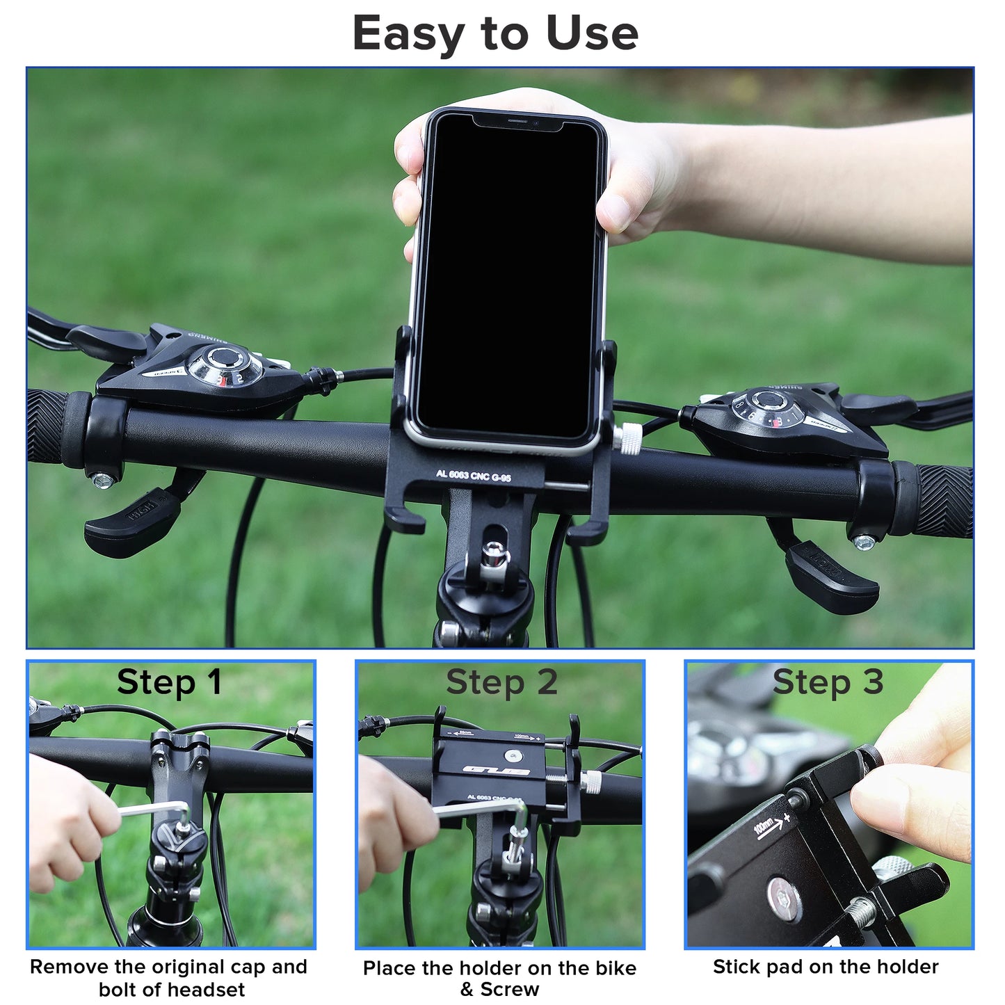 GUB Aluminum Bicycle Phone Holder Metal Bike Cell Mobile iPhone Stand for Motorcycle Scooter Handlebar Bike Headsets Stem Mount Beauty World Shop