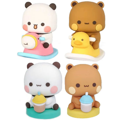 Cute Kawaii Bubu Dudu Panda Bear Figure Cartoon Exciting Bear Miniatures Collectible Animal Toy Doll Ornament Home Derocation Beauty World Shop