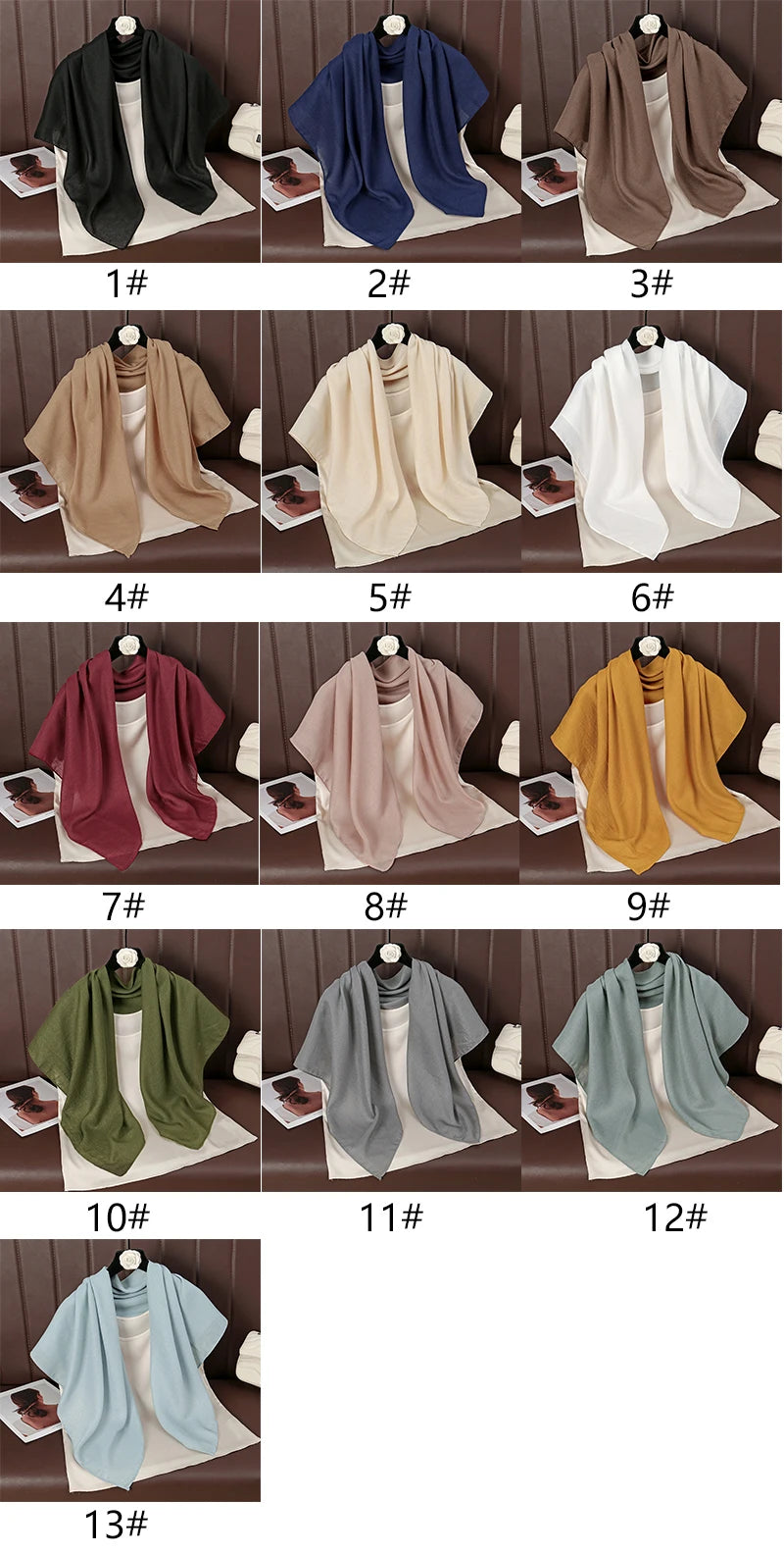 90*90cm Thin Soft Square Scarves for Women Simplicity Solid Color Cotton Linen Headscarf Muslim Female's Hijabs Bag Accessories Beauty World Shop