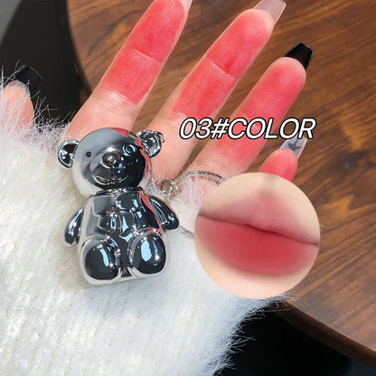 ART VALUE Bear Doudoun Velour Lip Clay matte Mist Face with White grey pink keychain lip glaze Beauty Trend Shop