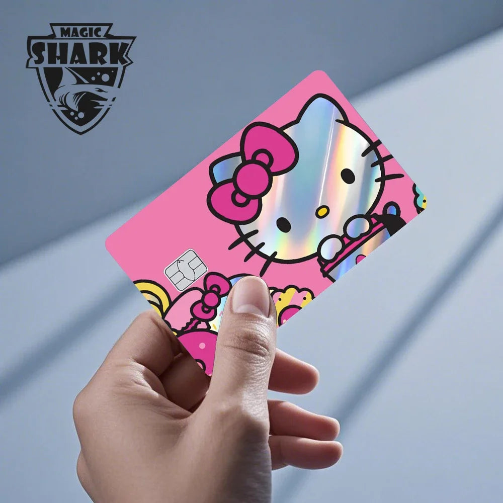 Hot Sale Hello Kitty Kuromi Holographic Laser Shinny Film Skin Cover Sticker for Debit Credit Card Bank Card Beauty World Shop
