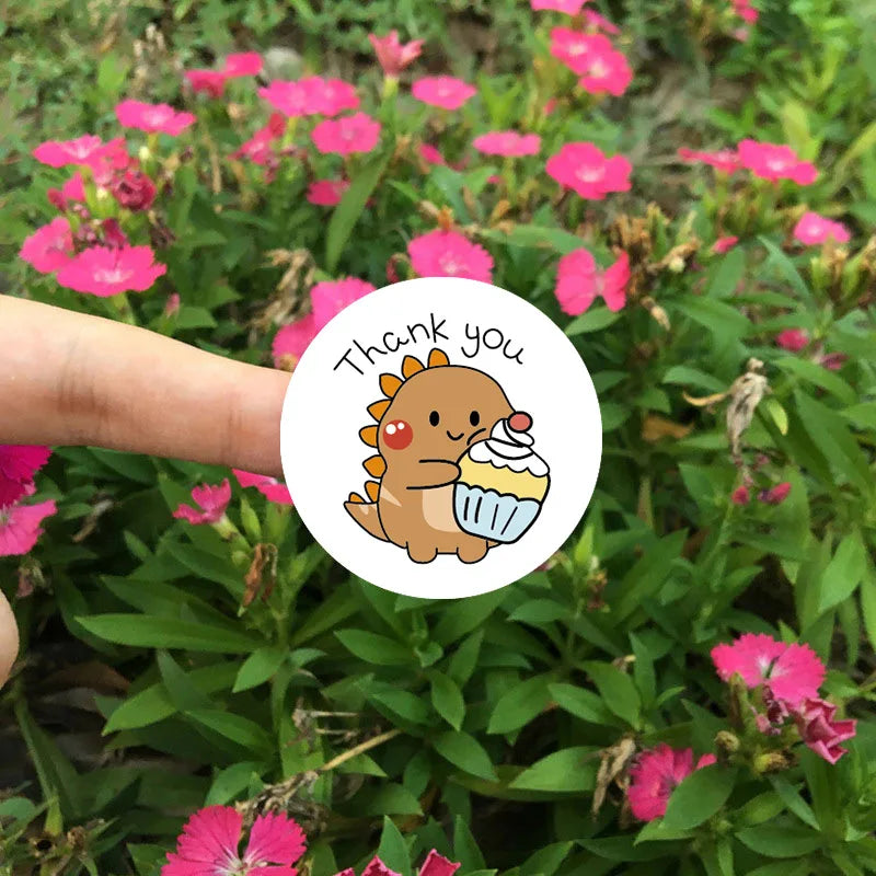 50/100/500pcs 1 Inch Thank You Stickers Cartoon Dinosaur Labels for Packaging Baking Labels Gifts Seal Decor Children's Stickers Beauty World Shop