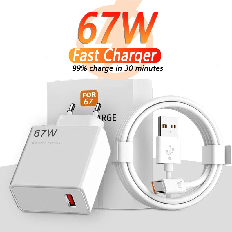 67W USB Fast Charger for xiaomi 14 13 12 11 10 Ultra Note 12T 13 Pro Turbo Quick Charge Type C USB Charging Cable Beauty World Shop