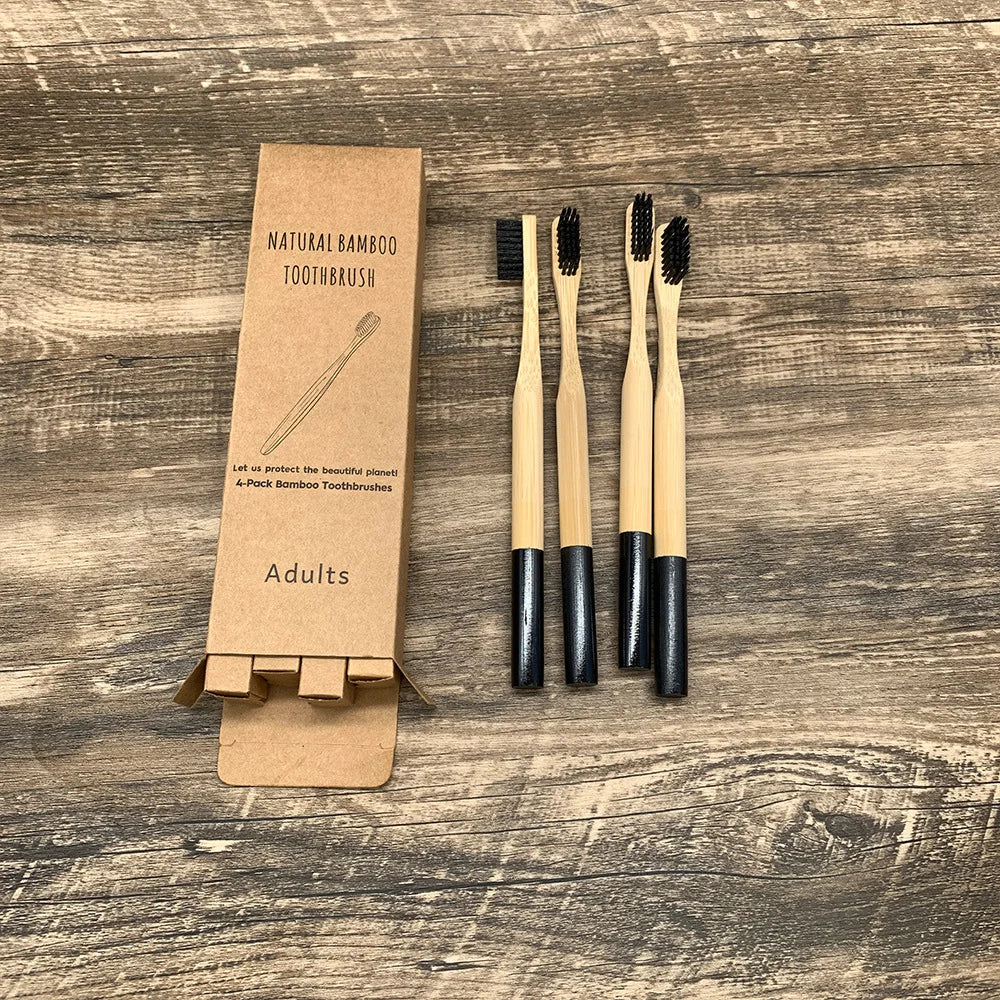 10pcs Round Handle Adult & Children Natural Eco Friendly Travel Tooth Teeth Brush Bamboo Toothbrush With Medium Hard Bristlesth Beauty World Shop