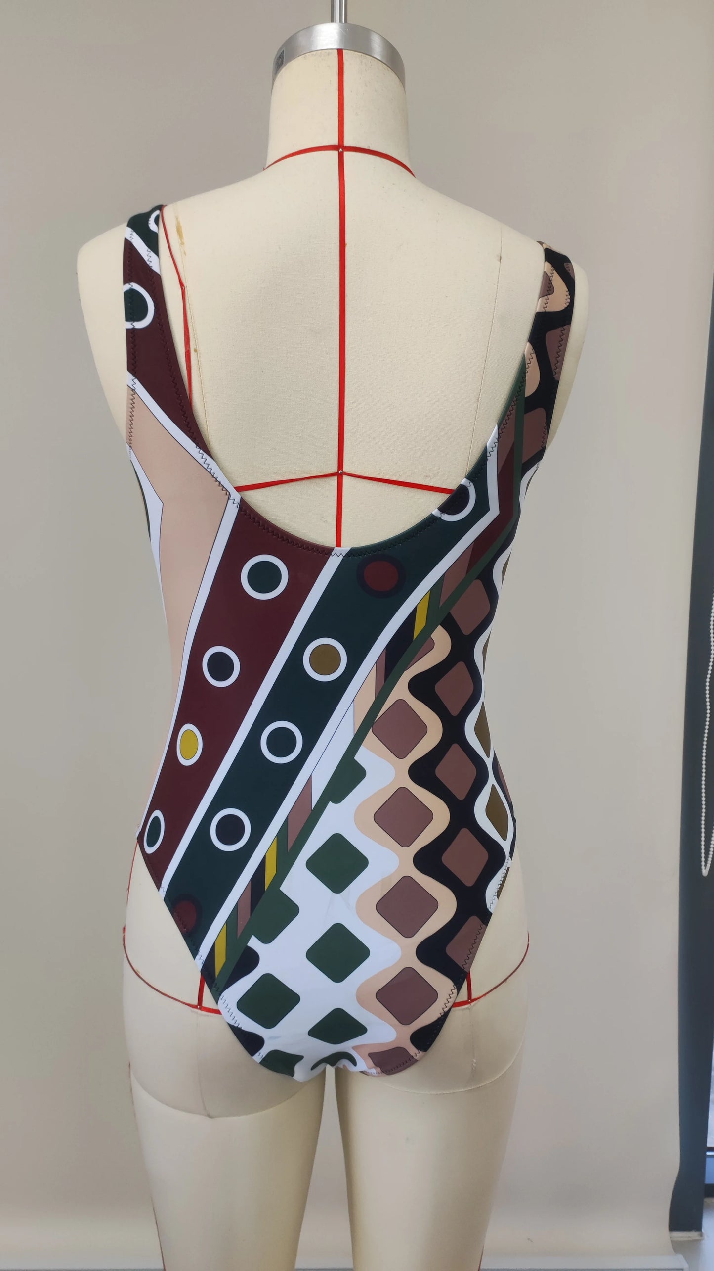 2026 New Luxury Design Women's Hollow Out One-piece Swimsuits And Skirt Geometry Print Sexy Bikini Fashion Beach Bathing Suit Beauty World Shop
