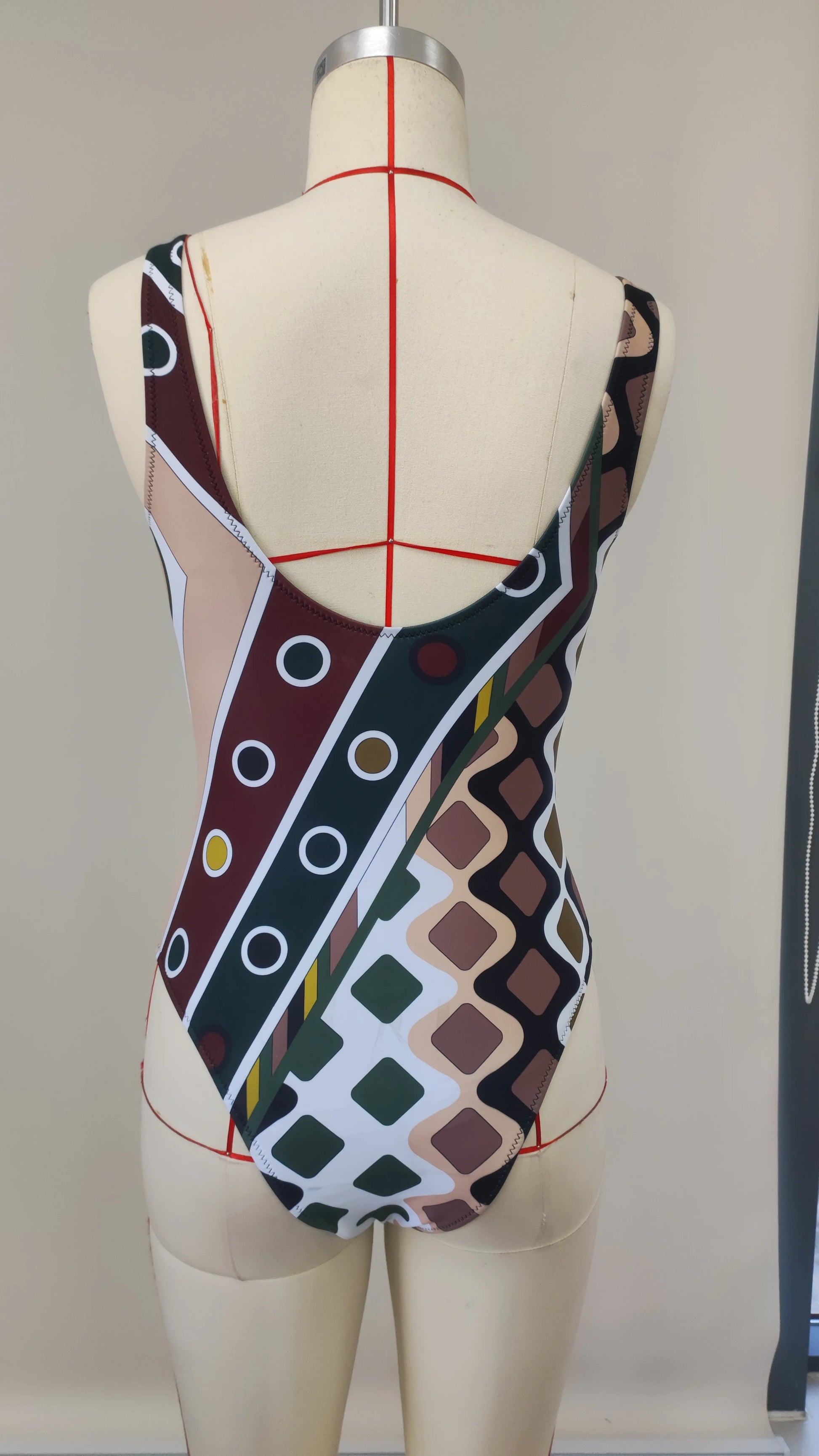 2026 New Luxury Design Women's Hollow Out One-piece Swimsuits And Skirt Geometry Print Sexy Bikini Fashion Beach Bathing Suit Beauty World Shop
